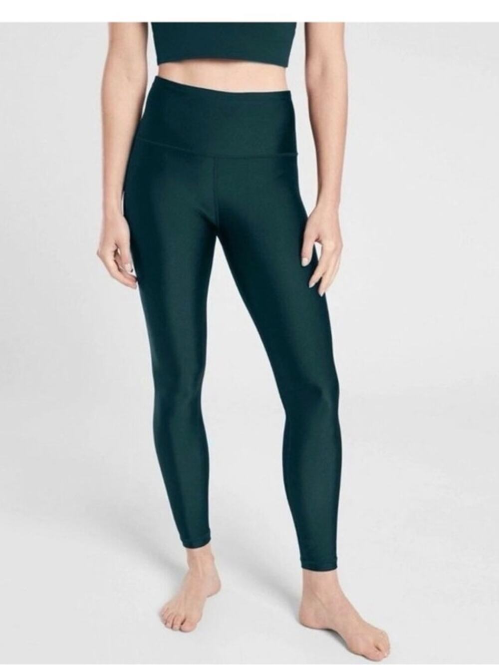 Athleta NEW Women's Elation Sheen Tights 7/8 Length Cypress Green Size XS